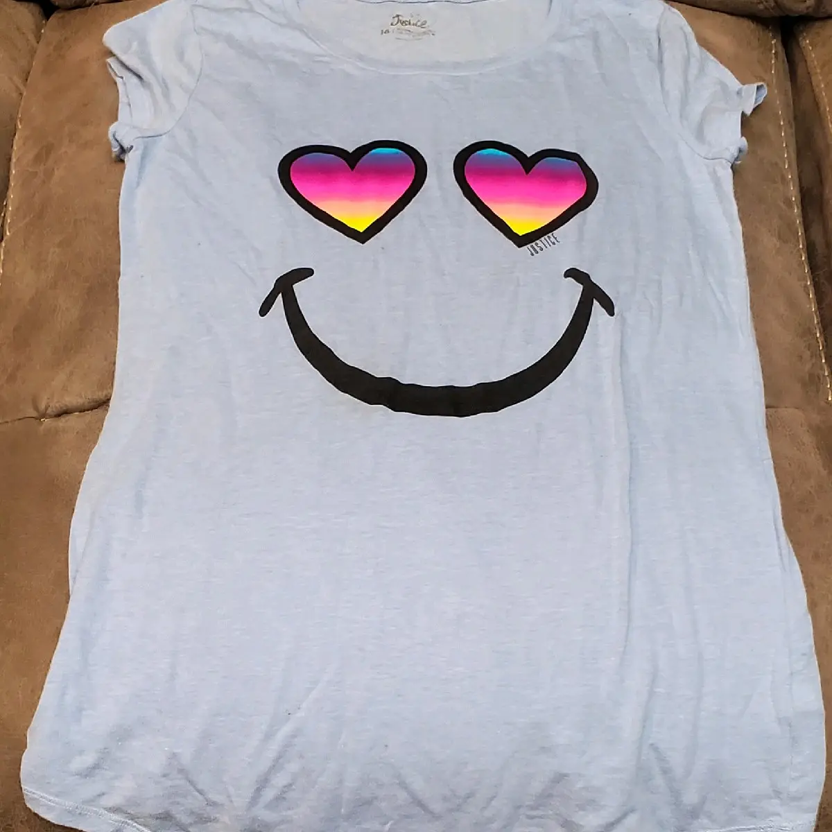 Justice Girls Heart Eyes Tee Shirt Size 16