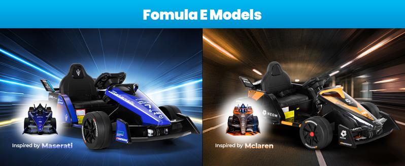 【Sophia & William】Kids 12V Electric Formula E Go Kart for Ages 3‑8 with Remote, 3 Speeds & Safety Belt, Outdoor Ride‑On Toy, Blue/Orange