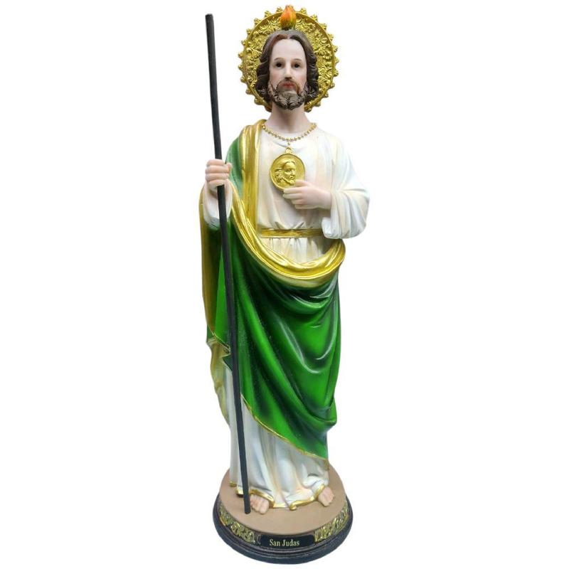 San Judas 20" Inches Tall CON CAPA (6 Estilos para Escojer)  Brand New Statue with Green and Gold Accents Religious Decor Ornaments St Jude Thaddeus With Cape Santo de los Casos Imposibles