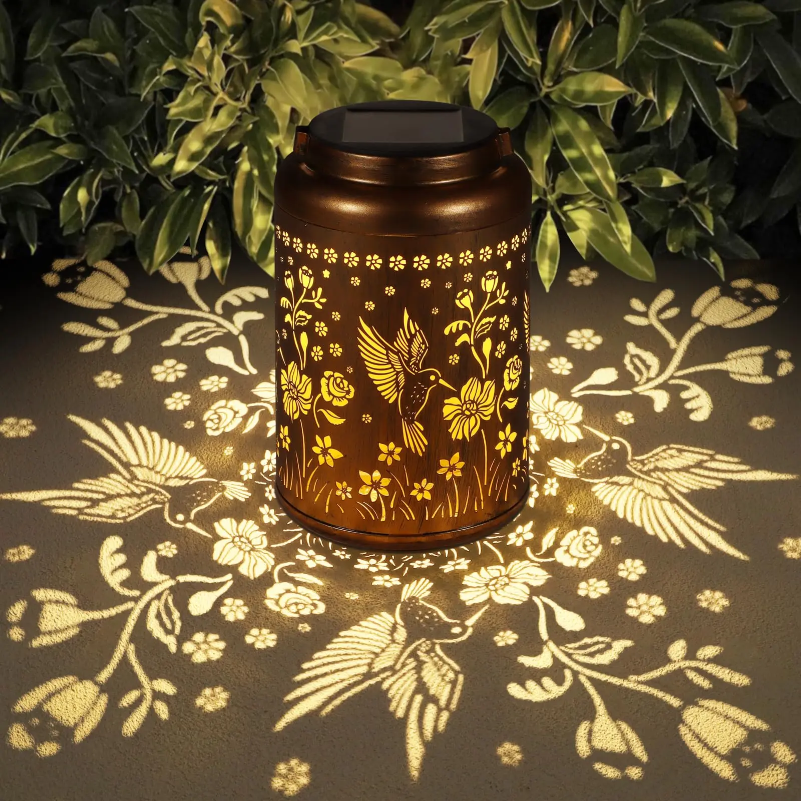 Metal Decor Decorative Candle Lanterns, Waterproof Hummingbird Solar Outdoor Lights, Hanging Solar Garden Gifts for Women, Patio Tabletop Home Decor, Tree, Ornaments