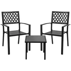 3-Piece Patio Bistro Set with Stackable Chairs, Powder-Coated Frame