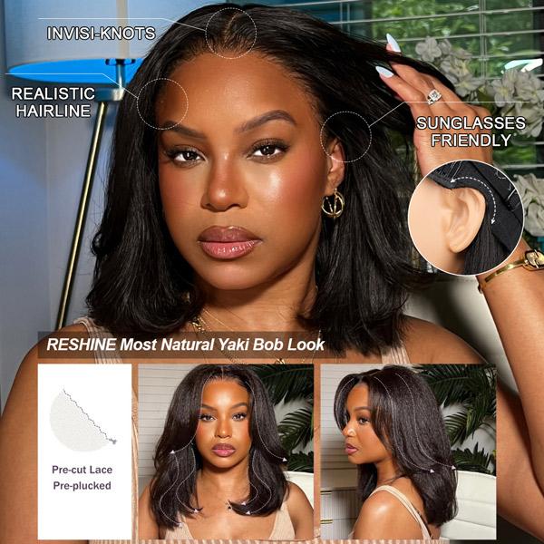 Yaki Straight Wear Go Pre-Layered Cut Bob Wig Pre Cut Glueless HD T Part Lace Front Wig Natural Black Deep Part Lace Glueless Wig #TikTokShopBacktoSchool