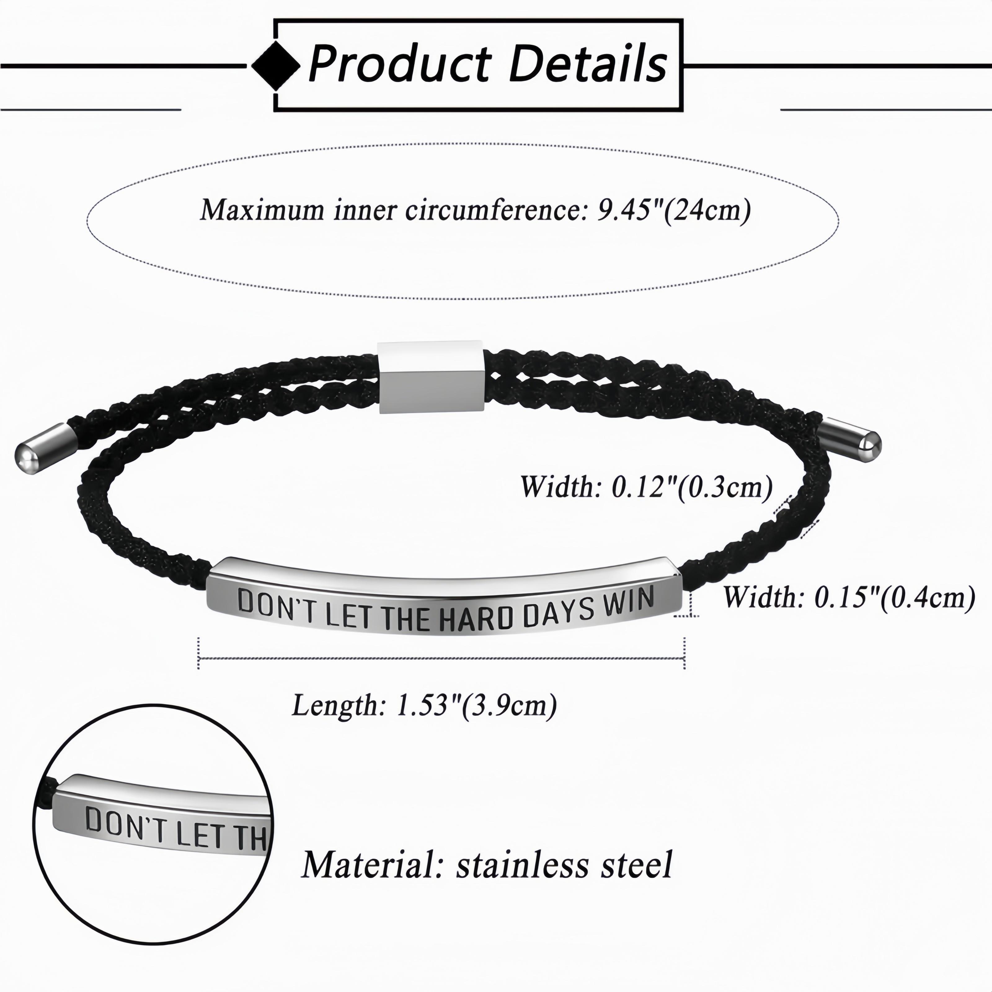 Don't Let the Hard Days Win Bracelet Daily Motivation Adjustable Braided Bracelet for Her Inspirational Gift for Stress Anxiety & Hustle Life Don't Let the Hard Days Win Bracelet Daily Motivation Adjustable Braided Bracelet for Her Inspirational Gift for Stress Anxiety & Hustle Life