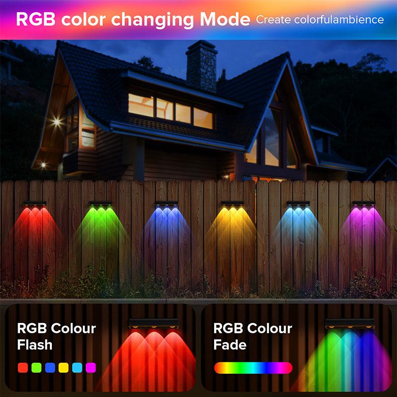 Solar Powered Fence Light Outdoor Waterproof LED Lighting with Sync Color Changing Modes, Ideal for Garden, Porch, Patio, Step, Wall, Pathway, Yard Decoration — Christmas Landscape Lights, Perfect for TikTok Shop Black Friday Deals