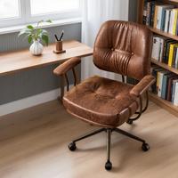 Suede Dark Brown, Mid Back, Thick Cushion