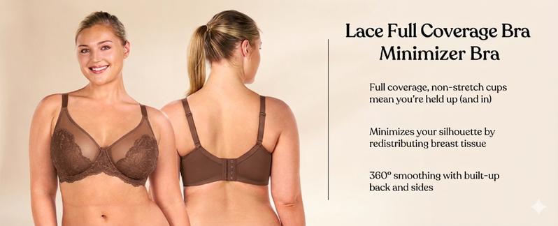 HSIA Blossom Unlined Vibrant Colors Plus Size Comfort Lace Sheer Mesh Full Coverage Underwire Non-Padded Bra Women Minimizer Bra