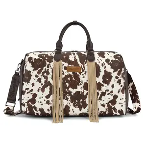 Wrangler Cowprint Duffel Bag for Women Large Travel Weekender Bag Designer Aztec Carry On Bags,