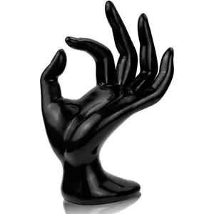 Yuntop 1 Pack Hand Form Ring Holder Mannequin Hand Jewelry Organizer Stand Watch Stand Bracelet Ring Support Aesthetic Rack (Black) yuntop