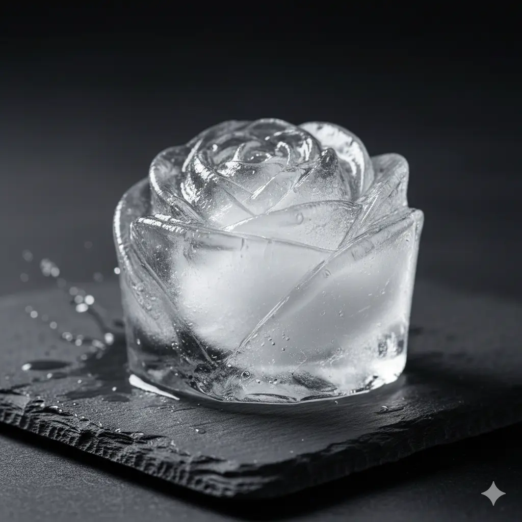 3D Shaped Rose Silicone Ice Mold - 4-Cavity Tray, Kitchenware Bar Utensils for Cocktails, Valentine’s Floral Gift for Drink Enthusiasts, Easy to Use & Clean, Ice Molds