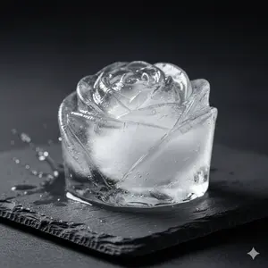 Valentine's Day gift 3D Elegant Rose Shaped Ice Cube Mold 4-Cavity Silicone Tray for Cocktails Whiskey Bourbon Stylish Floral Gift for Drink Enthusiasts Easy to Use and Clean