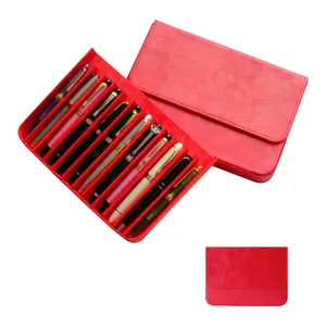 Fountain Pen Cases, Pen Tray,Leather Pen Case Magnetic Closure Drawer Organizer with Handmade Craftsmanship, Gift Box for Writers Artists Office, Christmas/Birthday Gift