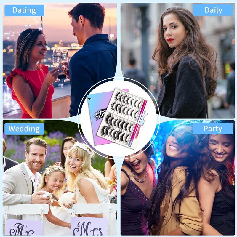 Magnetic Eyelashes Kit, Long Lasting and Reusable Magnetic lashes Natural Look, 14 Pairs False Eyelashes with Magnetic Eyeliner & Tweezers, Easy to Wear, No Glue Needed (14 Pairs)