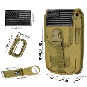 Multi functional Molle Waist Bag with US Flag Patch Adjustable Phone Pouch for Hiking Running Cycling Tactical Accessories