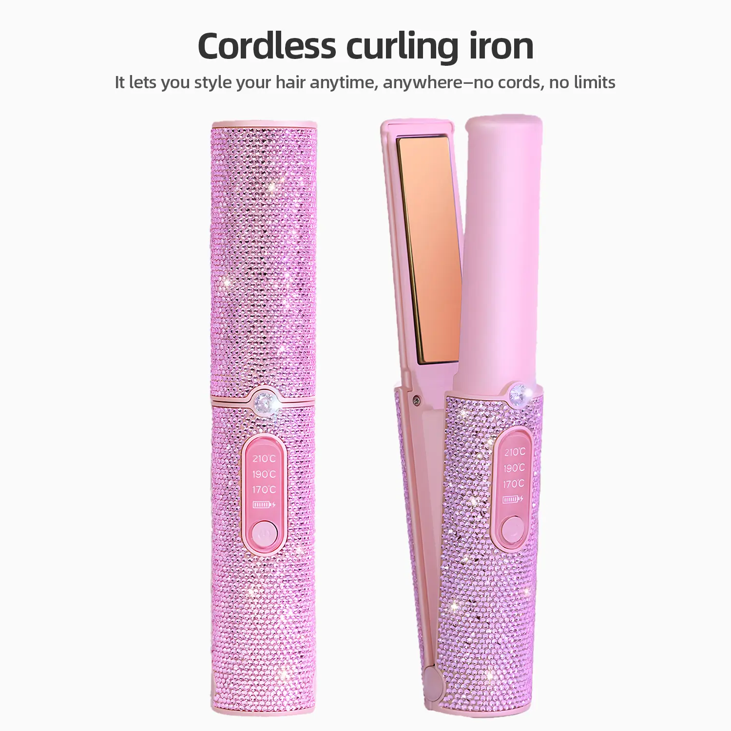 Cordless curling irons and flat iron, Portable straightener iron for Travel, Mini 5000mAh Hair Styling Tool, Heats Up in 30 Seconds to 410°F, Diamond Design, Hair Styling Tool for Women and Teen Girls, Trendy Stuff, Lightweight gift