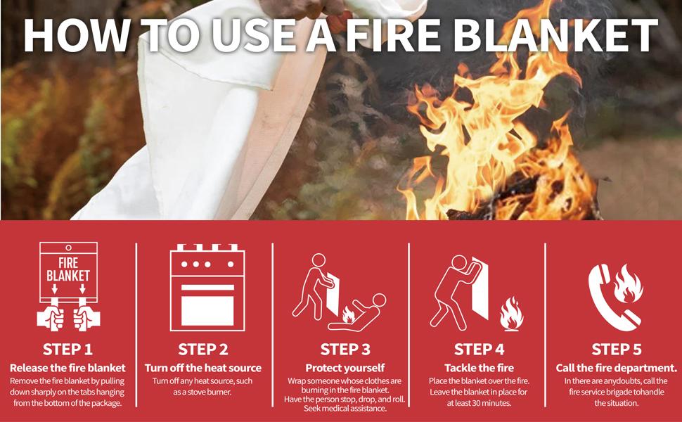 Emergency Fire Blanket - 4 Pack - Fiberglass Fire Suppression Blanket for Kitchen, 40" x 40" Fire Blanket for Home