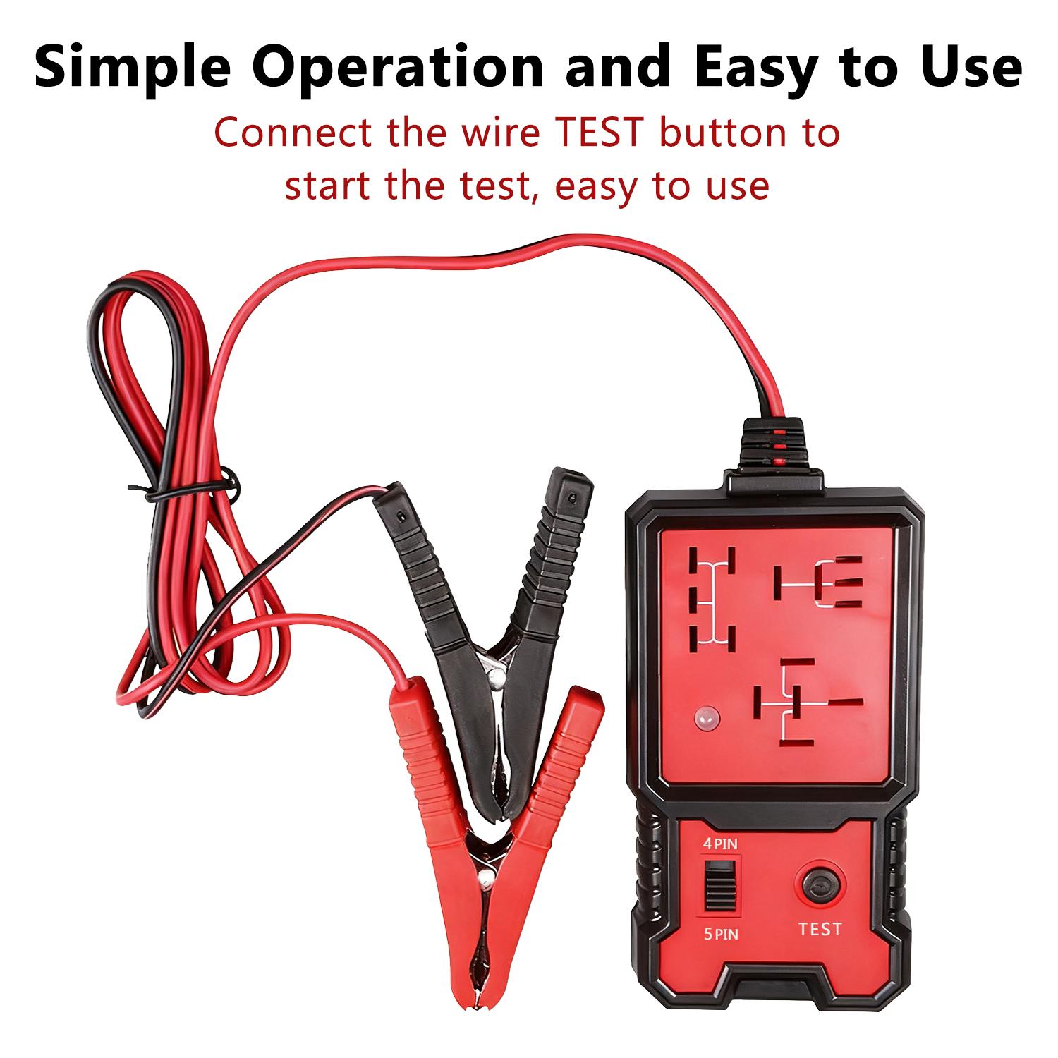 Car Automotive Circuit Tester, Car Relay Tester, Portable Battery Diagnostic Checker Tool, Professional Car Voltage Tester, Vehicle Diagnostic Tool, OBD Scanner, Red, with LED Indicator