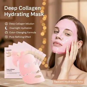 LUHEZR Deep Collagen Overnight Hydrogel Face Mask 5 Sheets Color-Changing Anti-Wrinkle Firming Pore Refining Radiant Skin Moisture