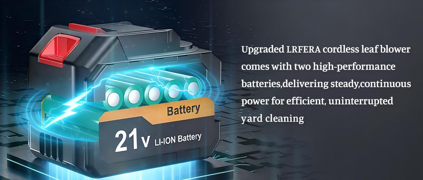 LRFERA Leaf blower and vacuuming two functions with 3speed modes,Leaf Blower Cordless - 21V Powerful Electric Leaf Blower with 2 x 4.0Ah Batteries and Charger, 1200G Wind Pressure Handheld Blower  for Lawn Care,Patio,Dust,Blowing Leaves and car vacuuming