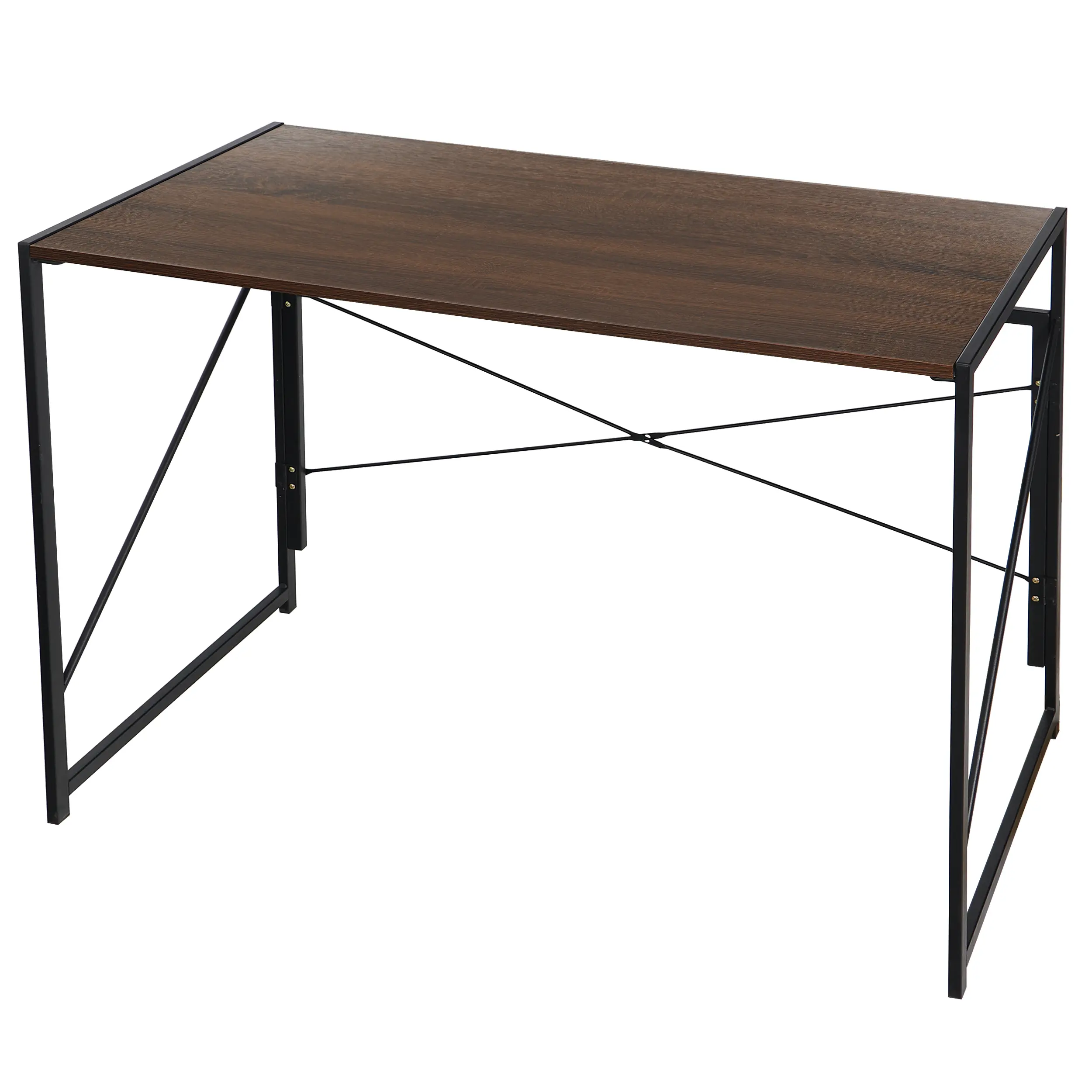 ZENY 39-in Foldable Executive Desk - Powder-Coated Sturdy Steel Frame, 250lbs Capacity, Contemporary Eco-Friendly Adjustable Corner Rectangle Desk, Compact Setup 20lbs Folding Laptop Table for Home Office Use (Brown)