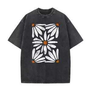 Women's Boho Daisy Botanical Retro Crew Neck Short-Sleeve Breathable Cotton Knit T-Shirt, Casual Streetwear Tops,summervibes
