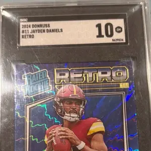Panini 2024 Donruss Jayden Daniels Rated Rookie Retro Blue Shock #11 RC SGC 10 GEM