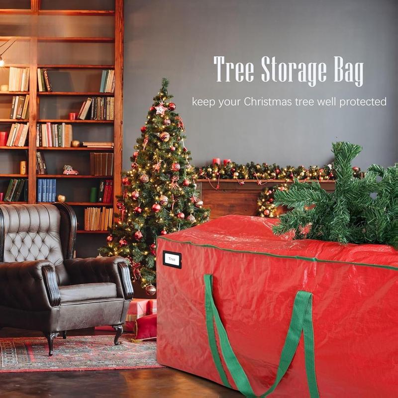 7.5 ft Christmas Tree Storage Bag Durable Heavy Duty Extra Large Artificial Xmas Holiday Tree Bag with Reinforced Handles and Dual Zippers Wide Opening Red Decoration Decoration Decoration Organiser