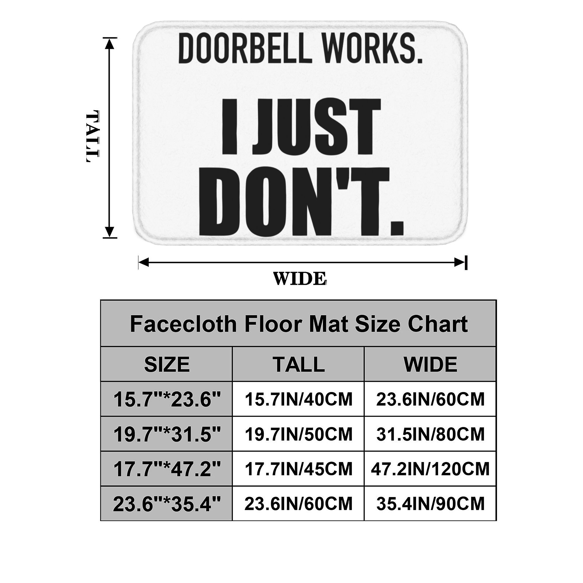 Humorous Doorbell Printed Flannel Doormat, Anti-Slipping Multi-Size Indoor Entry Rug with Social Battery Quote, Washable Home & Office Bath Mat, One-Piece
