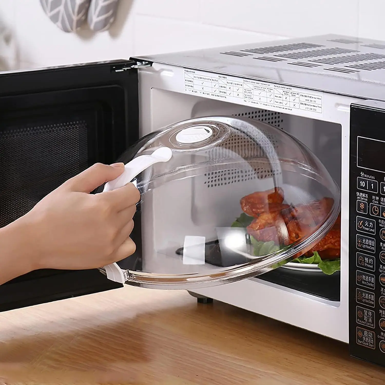 Microwave Splatter Cover for Clear Microwave Splash Guard Cooker lid with Handle,Dish bowl Plate Serving Cover Home Kitchen Essential,BPA-Free,Saft Plastic