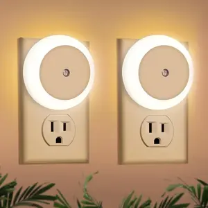 LED Night Lights Plug into Wall 2-Pack, Plug in Night Light, Dusk to Dawn Sensor, Automatic Dimming, Led Night Lights for Bedroom, Bathroom, Hallway, Stairway