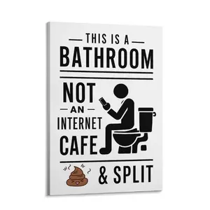 Bathroom Toilet Decor Funny Sarcastic Vintage This Is a Bathroom Not An Internet Cafe Quotes Wall Art Decor for Home Bathroom Door Restroom Door