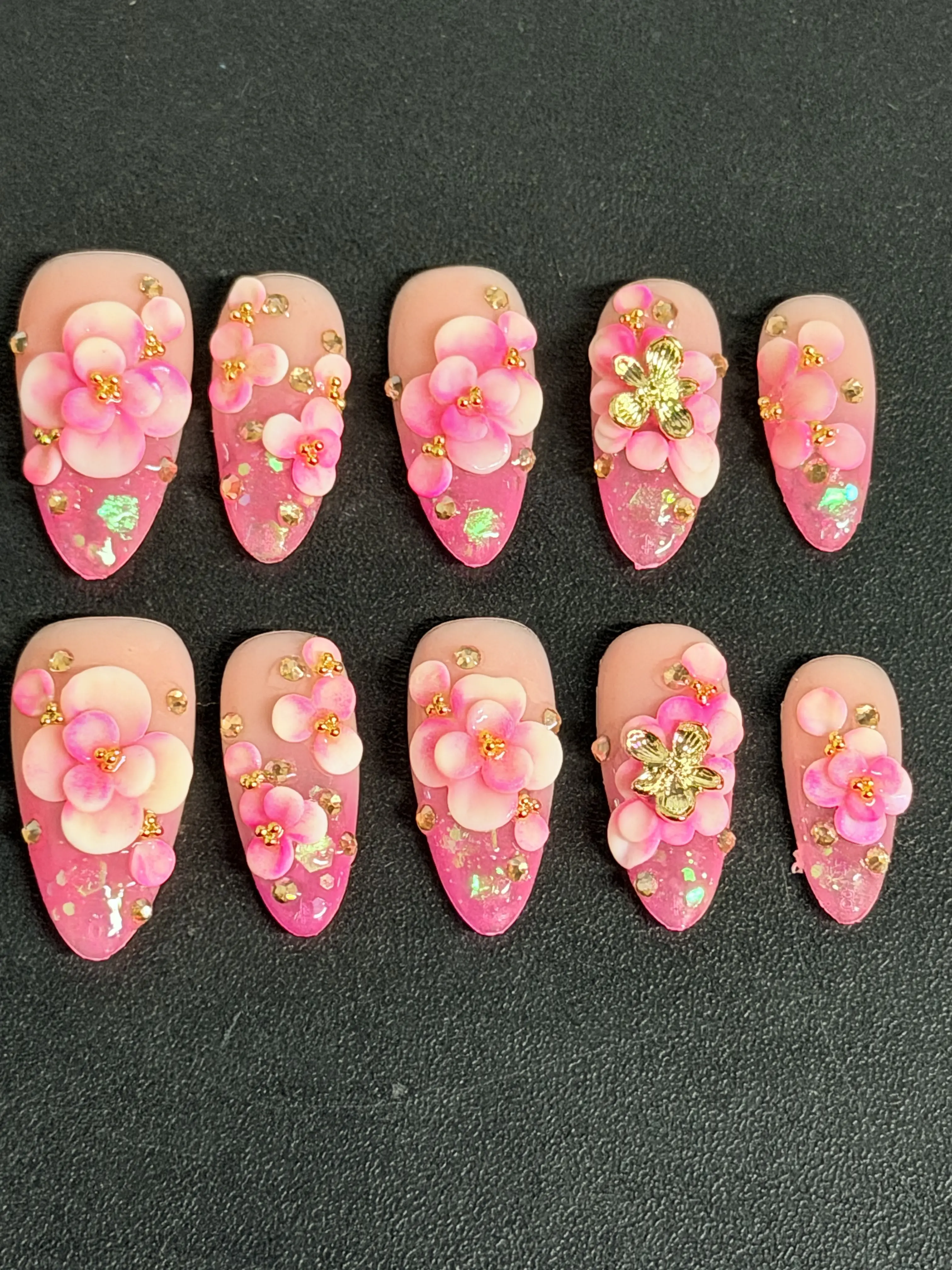BTArtbox Press On Nails Short - Soft Gel French Tip Press On Nails, Colorful Almond Glue On Nails with Nail Glue, Reusable Stick On Nails in 16 Sizes, Neon Rainbow French