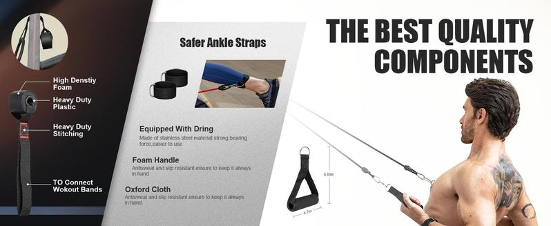 LALAHIGH Home Gym Kit, All-in-One Fitness Equipment with Push-Up Board, Resistance Bands with Bar, Pilates Bar, Pulley and Multi-Functional Training Board for Exercise Strength Training, Stable and Portable Home Workout Equipment