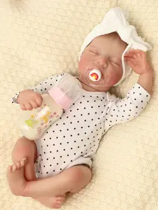 18inch Lifelike Levi Realistic Cuddly Sleeping Baby Dolls Adorable Newborn Gift for Kids with Pacifier and Polka Dot Outfit