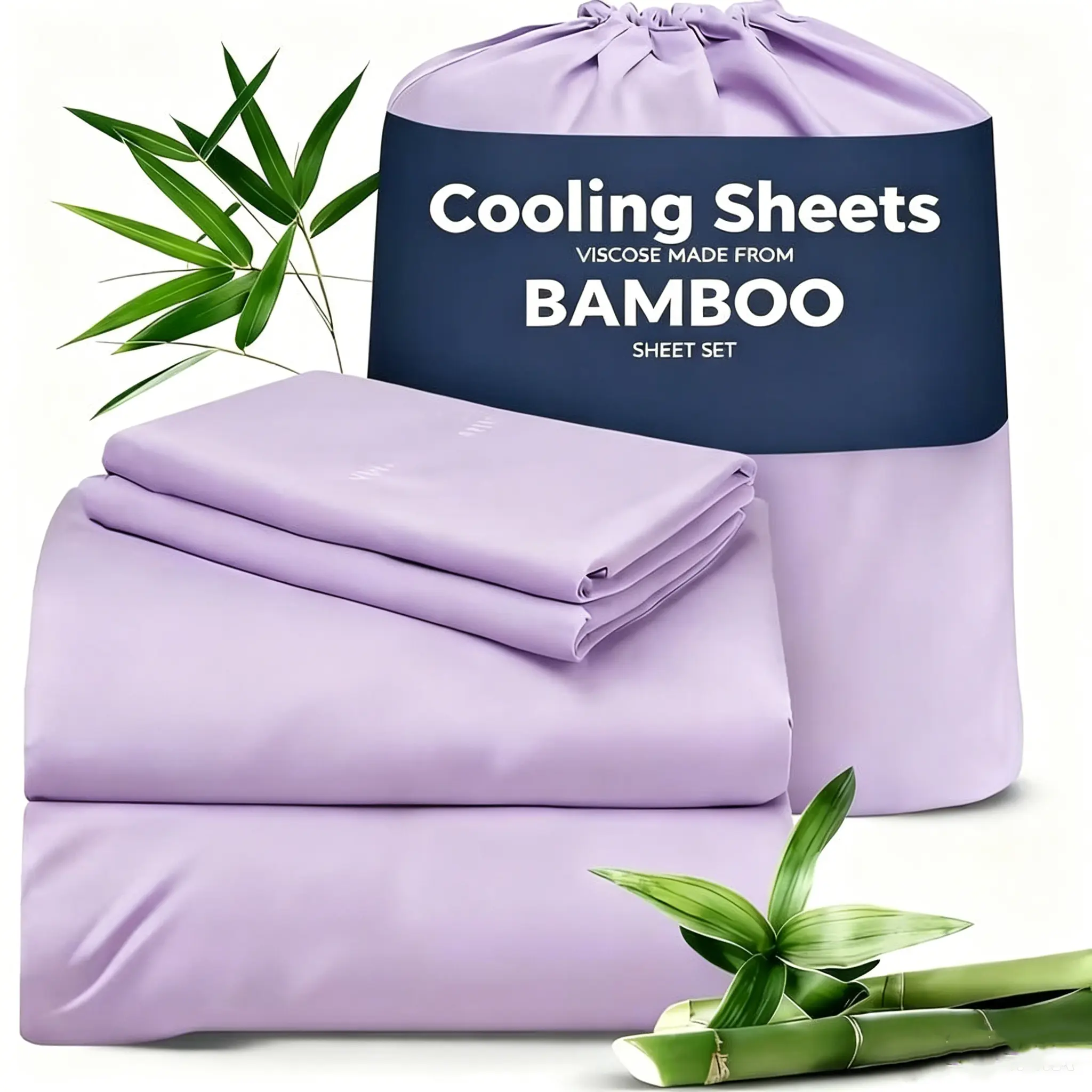 SASTTIE 3/4 PCS Cooling Sheets Set - Bamboo Bed Sheets Set Queen Size - Luxury Fitted Sheet Set - 1660TC Ultra Soft Children Sheet & Pillowcase Sets - Deep Pockets - Unmatched Comfort & Softness Sleep - Perfect Fit For All Beds Set - GREAT GIFTS