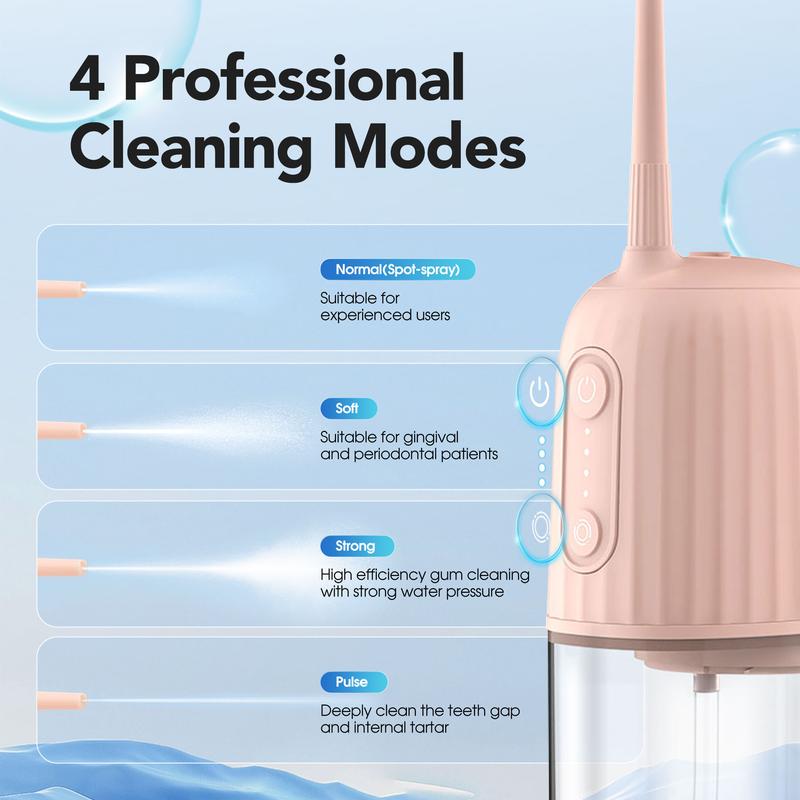 Operan Compact Dental Water Flosser,  IPX7 Waterproof 360°, Rotating Tips 4 Modes Cordless Oral Irrigator for Home Travel Gift Electric Teeth Cleaner - Travel Size Oral Irrigator 200ml Tank