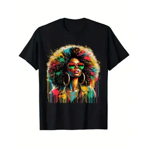 Juneteenth 's Queen Afro African Melanin Dripping Paint Graphic T-Shirt