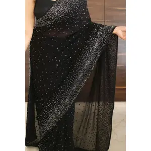 Pure Georgette Sarees-Black