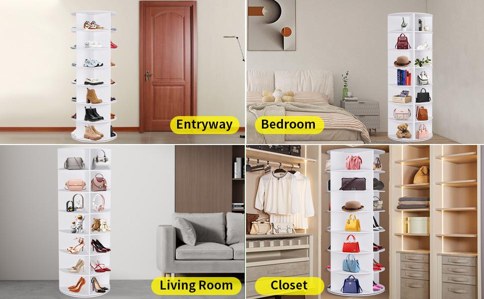 360° Rotating 6/7-Tiers Organizer Shoe Rack, Fits 24-28 Pairs of Shoes, Spinning and Revolving Round Shoe Rack, for Entryway Living Room Hallway Footwear Organization 360° Rotating 6/7-Tiers Organizer Shoe Rack, Fits 24-28 Pairs of Shoes, Spinning and Revolving Round Shoe Rack, for Entryway Living Room Hallway Footwear Organization