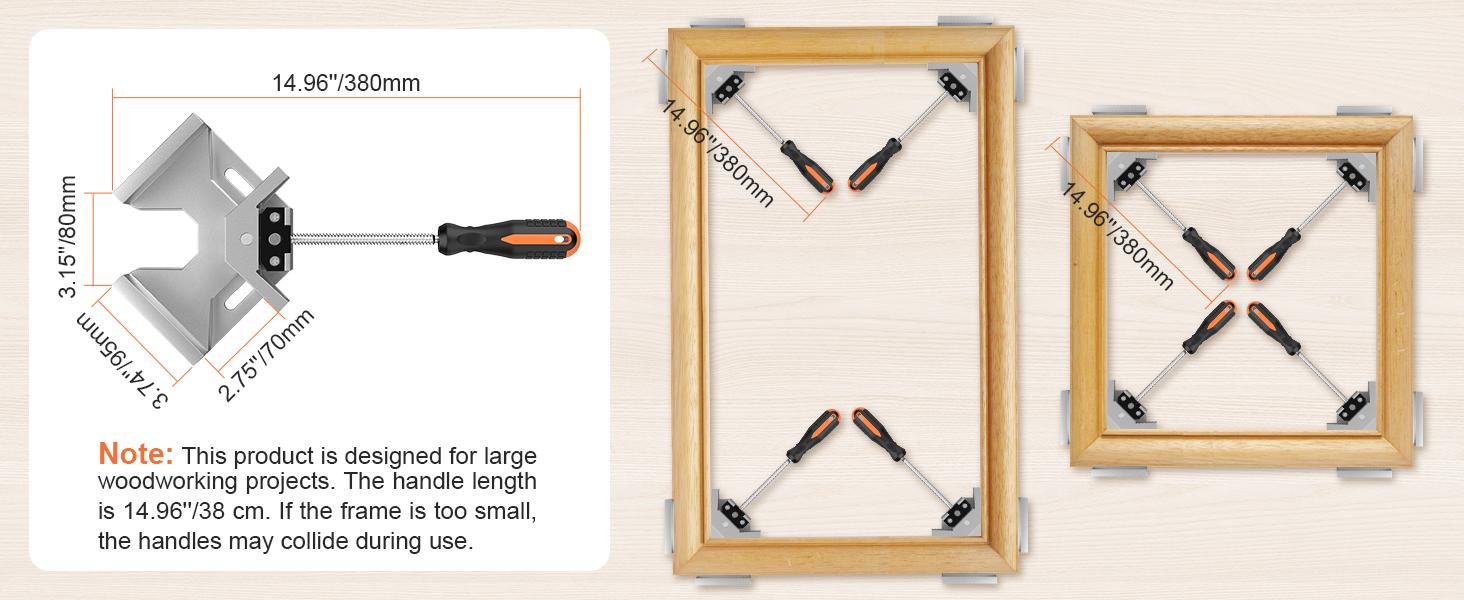 Right Angle Clamp 4 PACK Single Handle 90° Aluminum Alloy Corner Clamp for Woodworking Adjustable Swing Jaw Tools Photo Frame Vise Holder Gifts for Men Dad