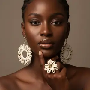 24/NIA SET SMALL: Earrings and Ring set 100% Handmade Cowries Shell set made by west  Africans artisans to standout boldly in heritage and elegance.