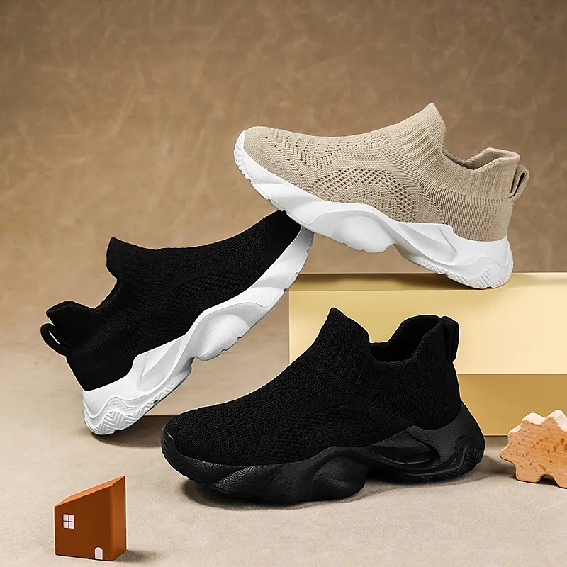 Cloudy Shoes General-purpose solid-color knitted sports shoes for boys and girls, casual, comfortable and breathable outdoor sports running shoes, fashionable sports shoes for daily wear Breathable & Lightweight for Men/Women | authenticator shoes girl, A