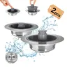 2PCS 3-in-1 Kitchen Sink Drain Strainer Stainless Steel Sink Plug Deodorizing Anti-Clog Basket Strainer for US Standard 3-1/2 Inch Drains 304 Stainless Steel Quality