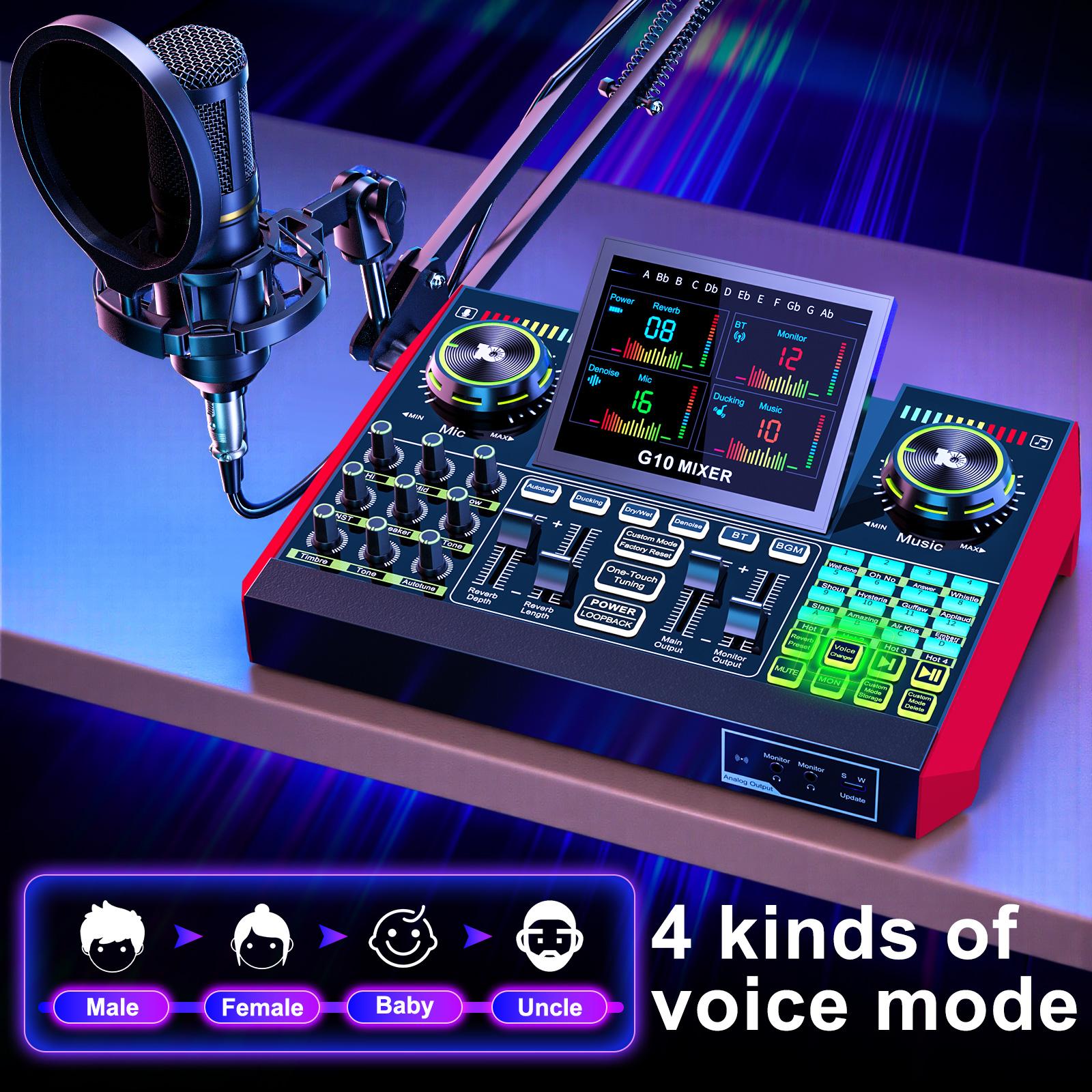 Tenlamp G10-BM800 Cantilever Sound Card Kit, Upgraded Cantilever Bracket, Customizable Sound Effects, Condenser Microphone, Suitable for Live Streaming, Gaming, Vocal Podcasting, 2-Level Noise Cancellation, and Computer Audio Mixing Tenlamp G10-BM800 Cantilever Sound Card Kit, Upgraded Cantilever Bracket, Customizable Sound Effects, Condenser Microphone, Suitable for Live Streaming, Gaming, Vocal Podcasting, 2-Level Noise Cancellation, and Computer Audio Mixing