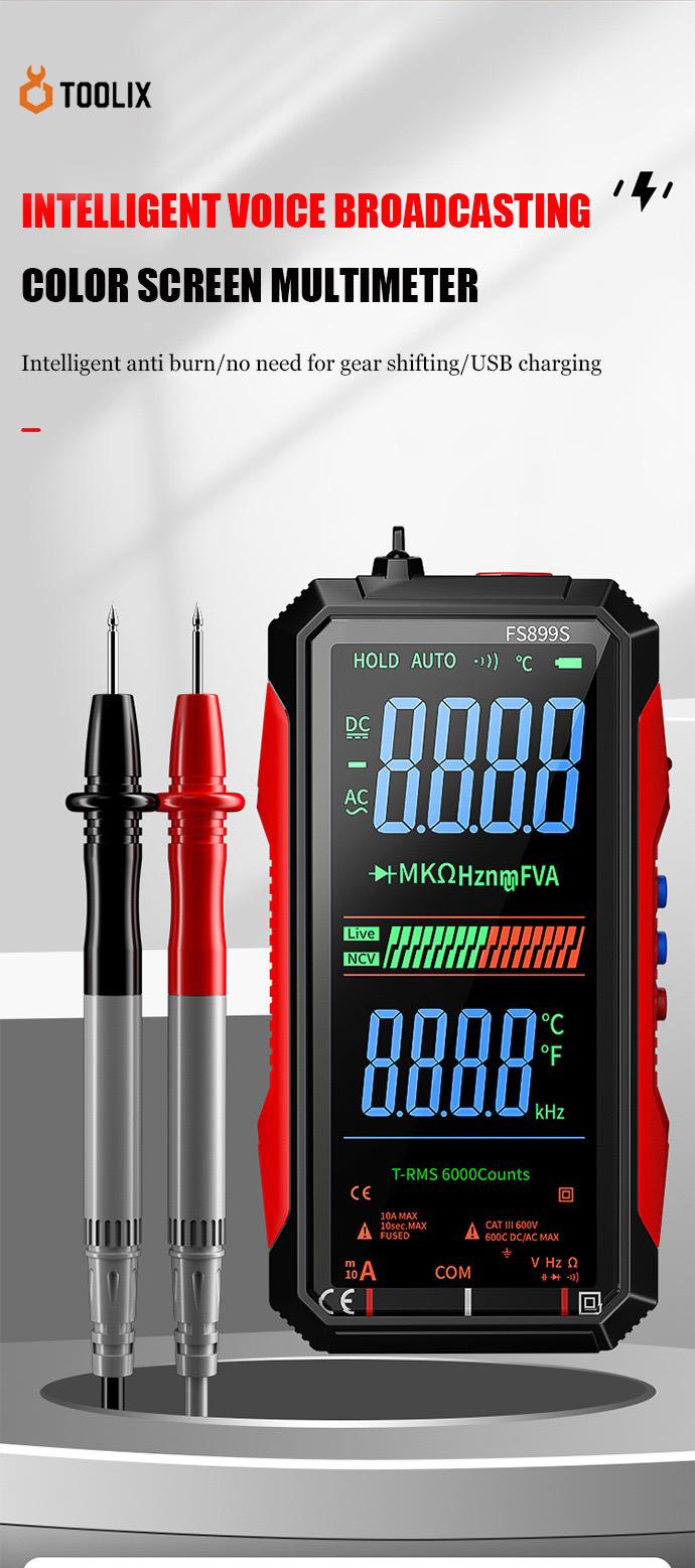 6000 Count True RMS Digital Multimeter with Auto-Ranging – Professional Voltage & Current Tester for Home, Auto, and Industrial Use. TOOLIX.smart digital multimeter,