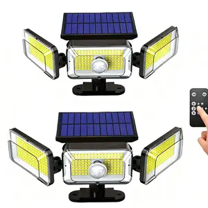 2 Pack Solar Motion Activated LED Lights with Remote Control – Outdoor Security Lighting for Garage, Driveway & Yard