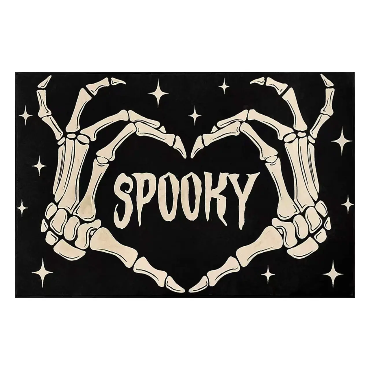 Spooky Skeleton Hands Heart Doormat - Gothic Halloween Decorative Non-Slip Welcome Mat for Indoor, Outdoor Use