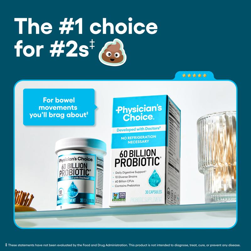 Physician's Choice 60 Billion Probiotic - Daily Gut Health, Digestive & Immune Support for Men and Women with Organic Prebiotics & 10 Unique Strains