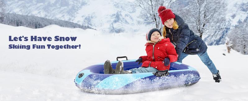 QPAU Inflatable Snow Sled Heavy Duty Snow Tube with Reinforced Handles for Kids and Adults 48.5 Inch Winter Toys Gifts Toboggan for Family Outdoor Sledding QPAU Inflatable Snow Sled Heavy Duty Snow Tube with Reinforced Handles for Kids and Adults 48.5 Inch Winter Toys Gifts Toboggan for Family Outdoor Sledding