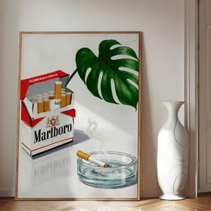 Vintage Cigarette Western Cowboy Poster Minimalist Marlboro Poster Print, Men Cave, Home Decor
