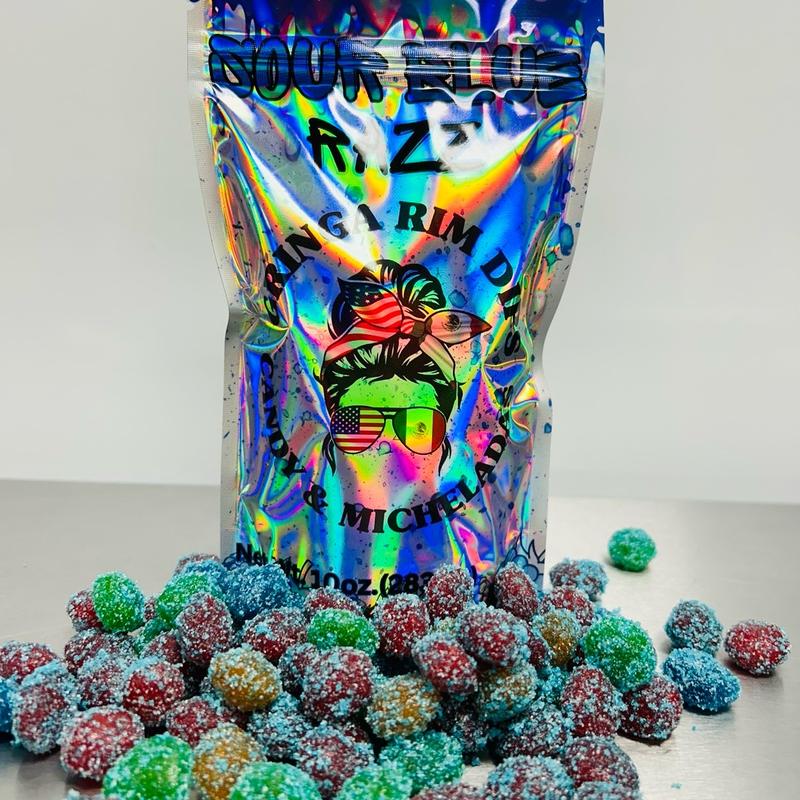 Gringas extreme sour blue razz candy gushies